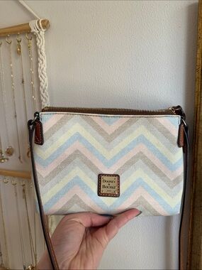 Dooney & Bourke Pastel Chevron Crossbody in Cream, Pink, Blue, Tan